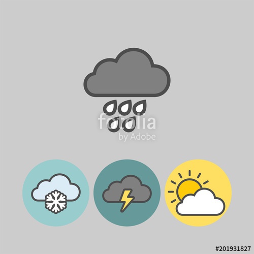 500x500 Weather Icons Set Rainy Weather Flat Vector Icon Rain, Sun, Snow