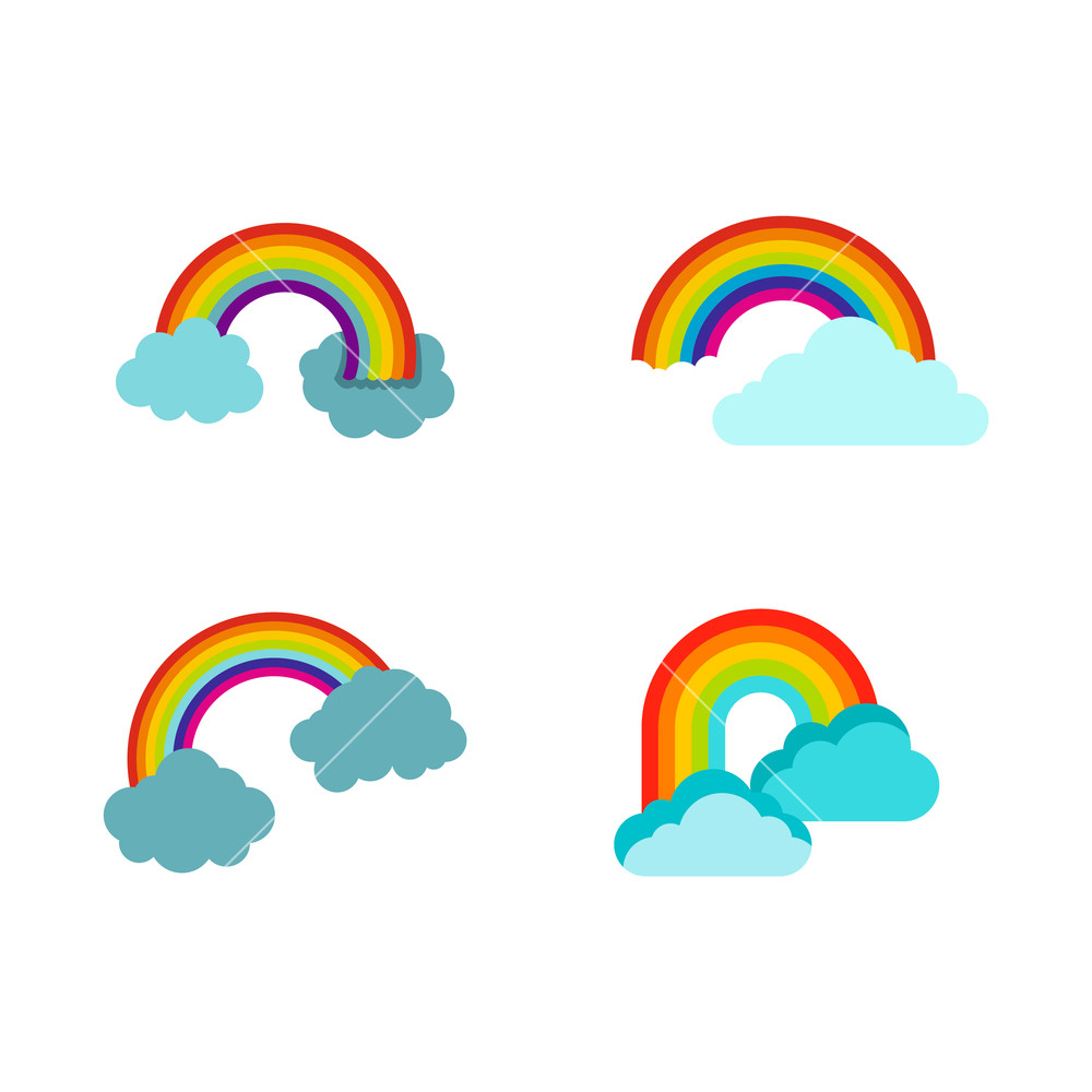 1000x1000 Rainbow Icon Set Flat Set Of Rainbow Vector Icons For Web Design