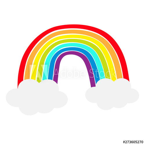 500x500 Rainbow Icon Two Clouds In The Sky Colorful Line Set Cloud