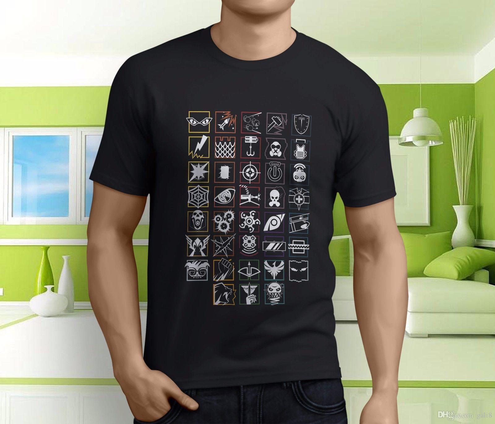 1600x1371 New Cool Exclusive Rainbow Six Siege Icon Compila Men's Black T