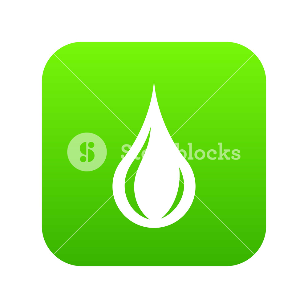 1000x1000 Raindrop Icon Green Vector Isolated On White Background Royalty