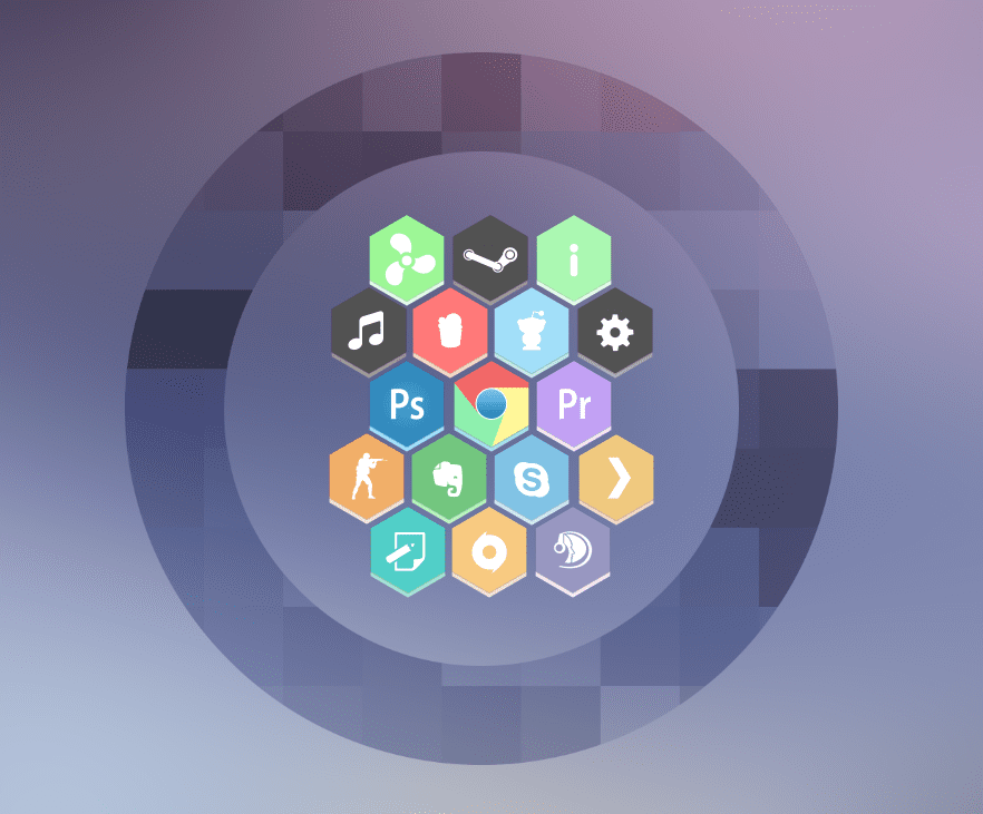 Rainmeter Honeycomb Launcher Skin Freetins 882x731 Rainmeter Honeycomb Launcher Skin Freetins