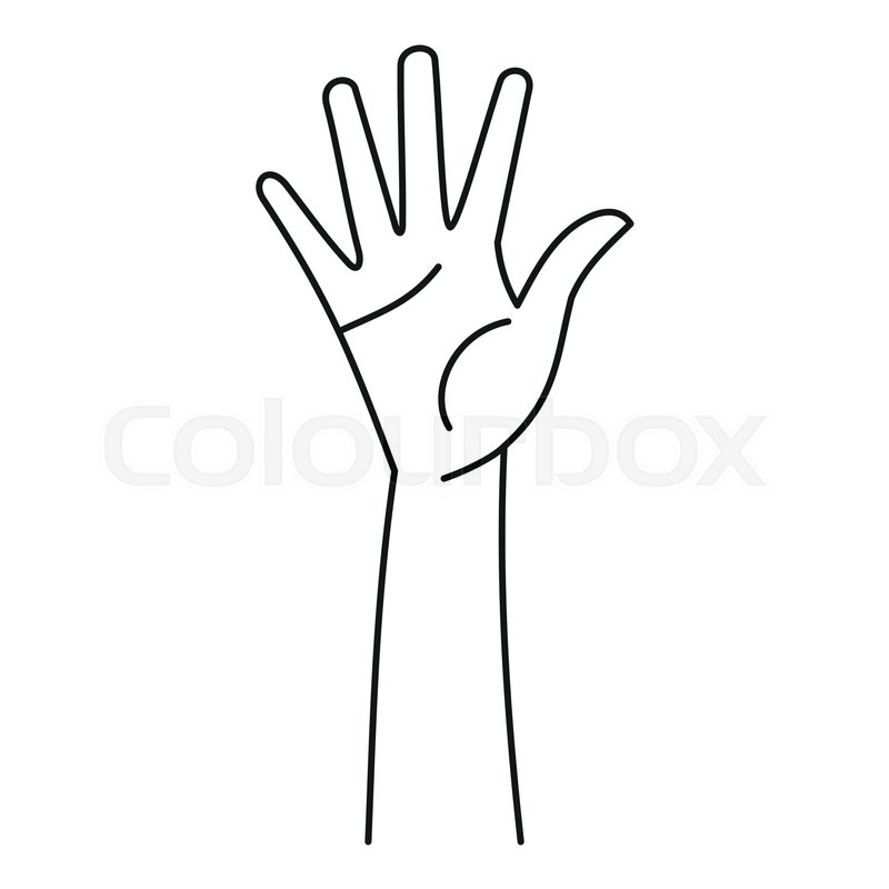 800x800 Hand Raised Icon Outline Illustration Stock Vector Colourbox