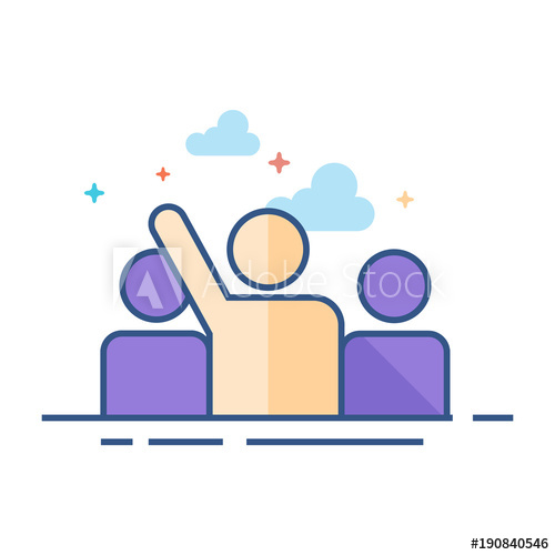 500x500 People Raise Hand Icon In Outlined Flat Color Style Vector