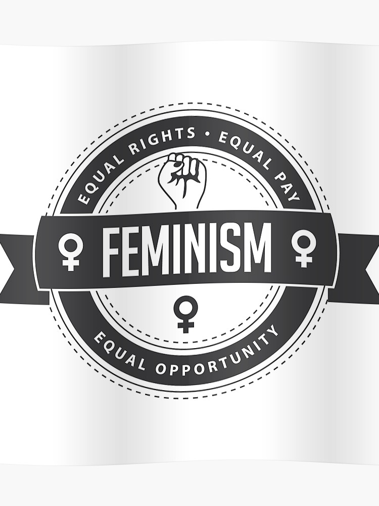 750x1000 Raised Fist Icon Badge Of Feminism In Chic Gray Poster