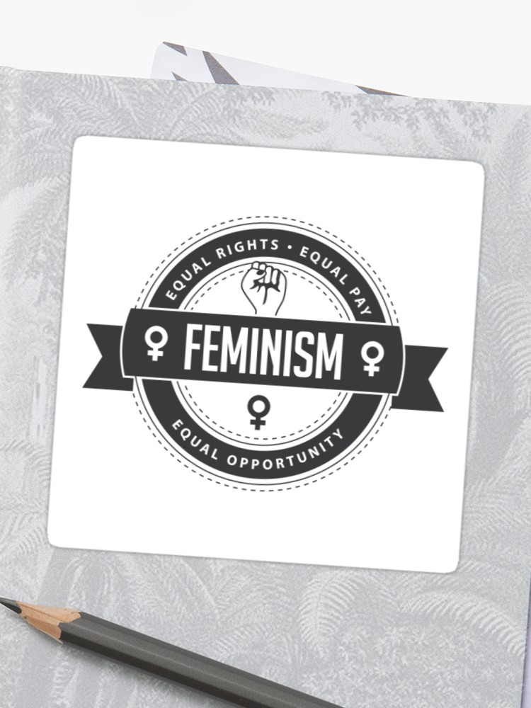 750x1000 Raised Fist Icon Badge Of Feminism In Chic Gray Sticker