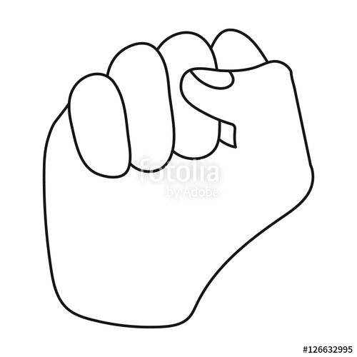 500x500 Raised Fist Icon In Outline Style Isolated On White Background
