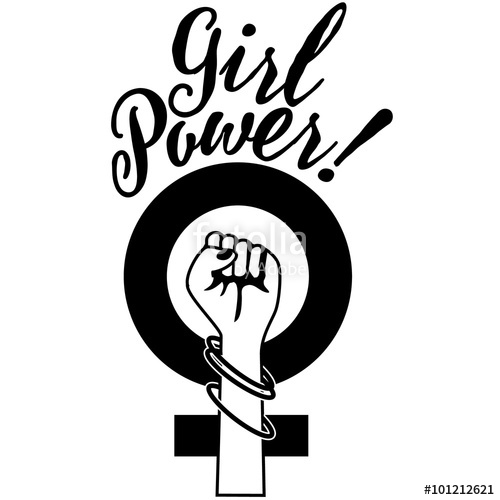 500x500 Raised Fist Icon Of Girl Power Vector Stock Image