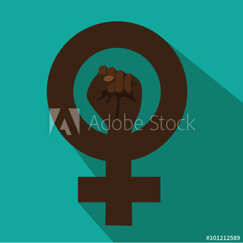 500x500 Raised Fist Icon Of Proud Feminist Movement Vector