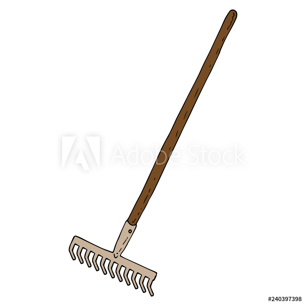 1000x1000 Photo Art Print Rake Icon Vector Of Garden Rake Hand Drawn