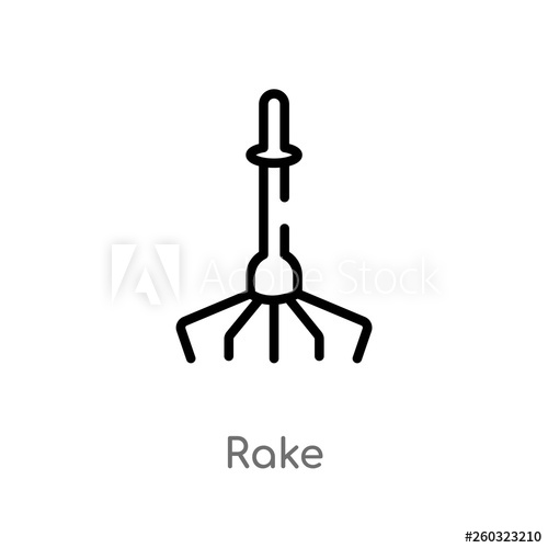 500x500 Outline Rake Vector Icon Isolated Black Simple Line Element