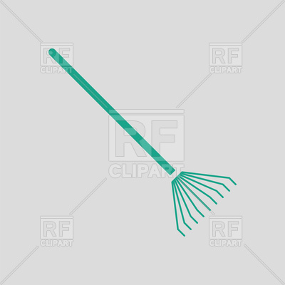400x400 Green Rake Icon On Gray Background Vector Image Of Objects