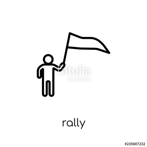 500x500 Rally Icon Trendy Modern Flat Linear Vector Rally Icon On White