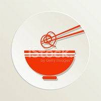 200x200 Sushi Restaurant Icon Ramen Noodles Bowl With Chopsticks Stock