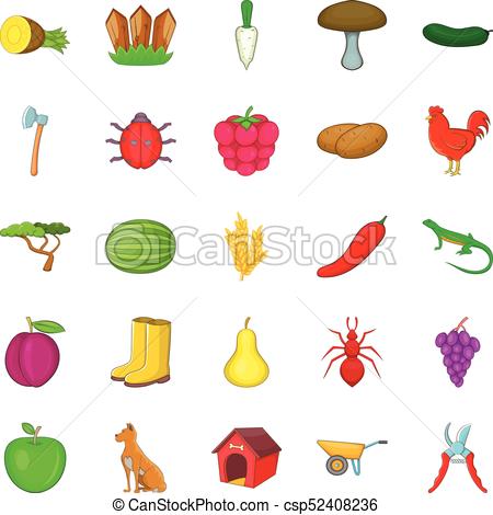450x470 Ranch Icons Set, Cartoon Style Ranch Icons Set Cartoon Set