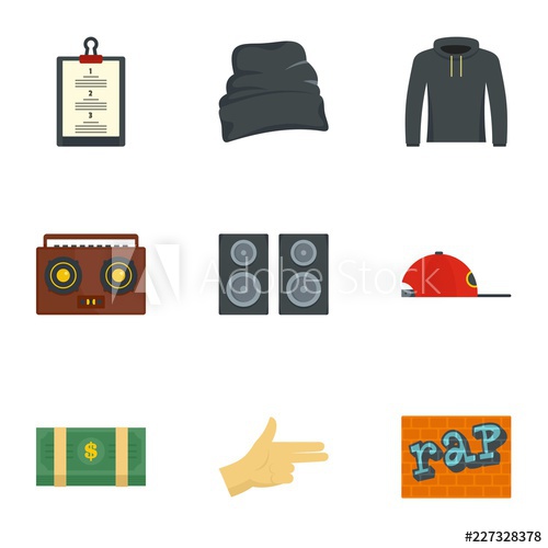 500x500 Rap Icon Set Flat Set Of Rap Vector Icons For Web Design
