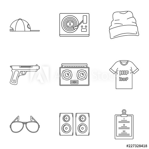 500x500 Rap Icon Set Outline Set Of Rap Vector Icons For Web Design
