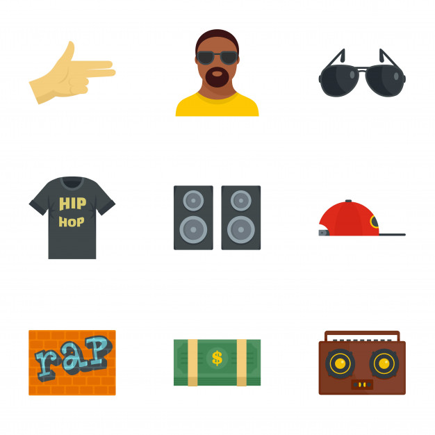 626x626 Street Rap Icon Set, Flat Style Vector Premium Download