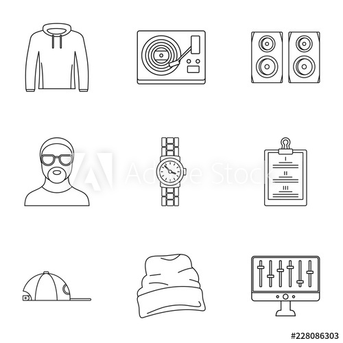 500x500 Urban Rap Icon Set Outline Set Of Urban Rap Vector Icons