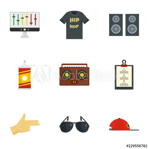 500x500 Gangsta Rap Icon Set Flat Set Of Gangsta Rap Vector Icons