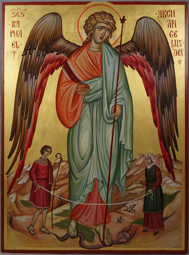 744x1000 Saint Archangel Raphael Hand Painted Icon