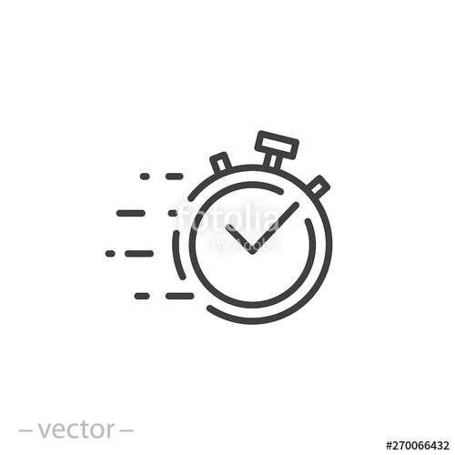 500x500 Quick Time Icon, Fast Deadline, Rapid Line Symbol On White