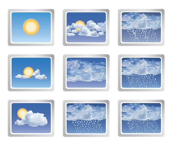 581x490 Weer Rapport Icon Set Zon Met Wolkenknopen Seizoensgebonden