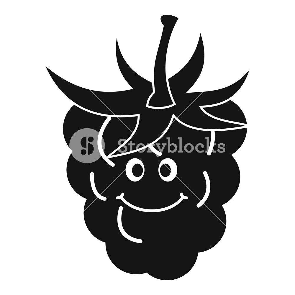 1000x1000 Ripe Fresh Smiling Raspberry Icon In Simple Style Isolated Vector