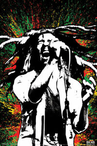 200x300 Bob Marley Dreadlocks Rasta Singing Paint Splash Neon Music Icon