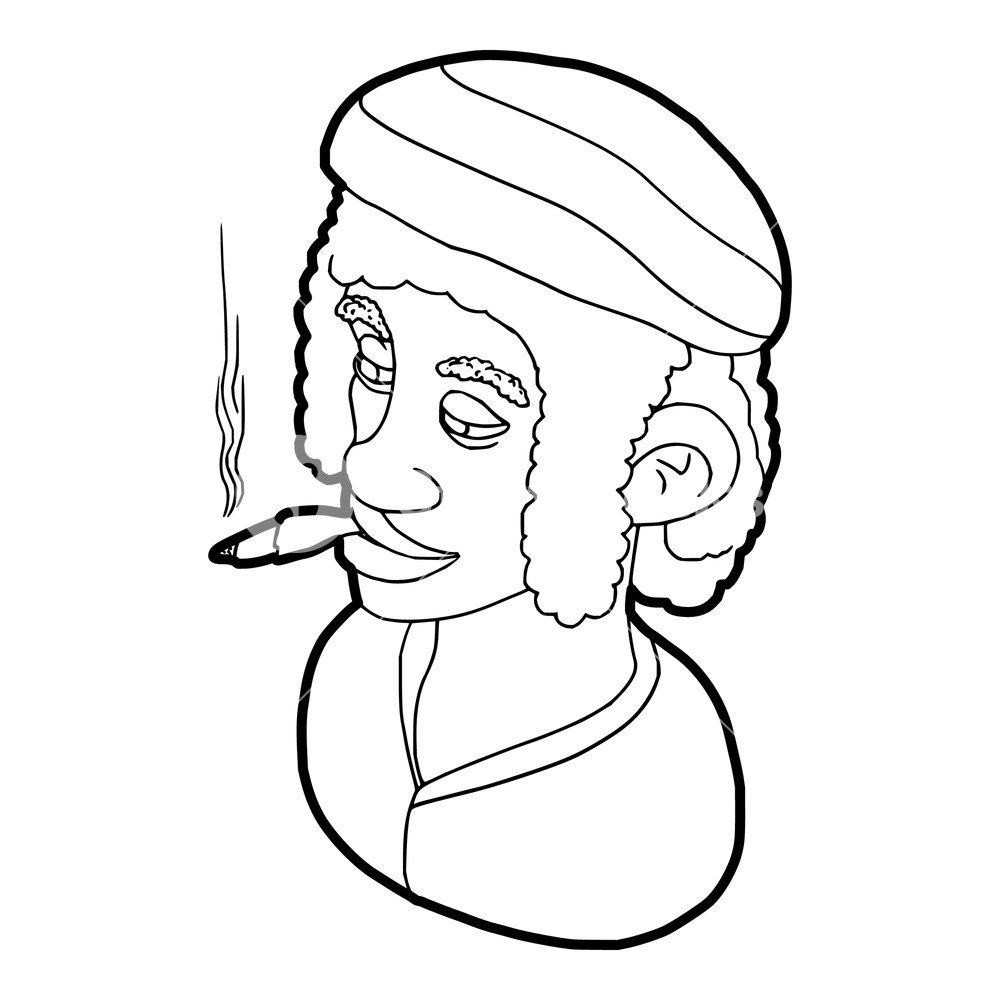 1000x1000 Rastafarian Man Wearing Headband And Smoking Icon In Outline Style