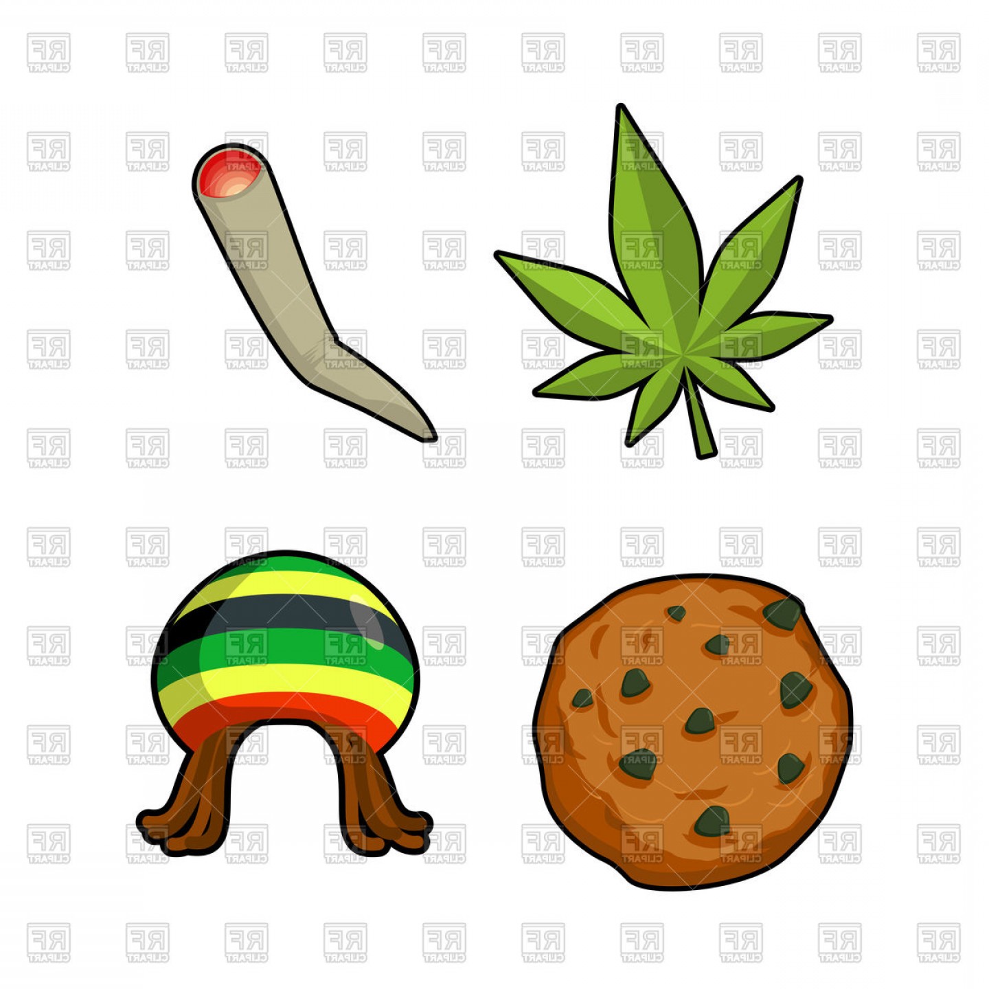 1440x1440 Set Of Rasta Icons Green Leaf Of Marijuana Cookie And Rastafarian