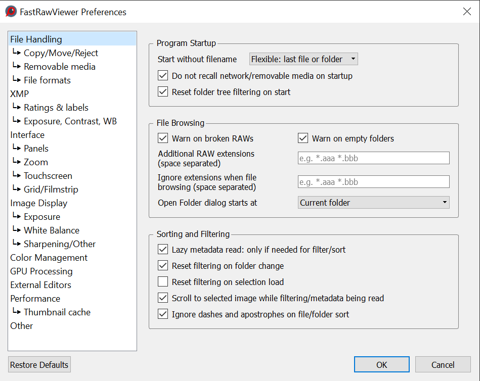 949x754 Program Settings Fastrawviewer