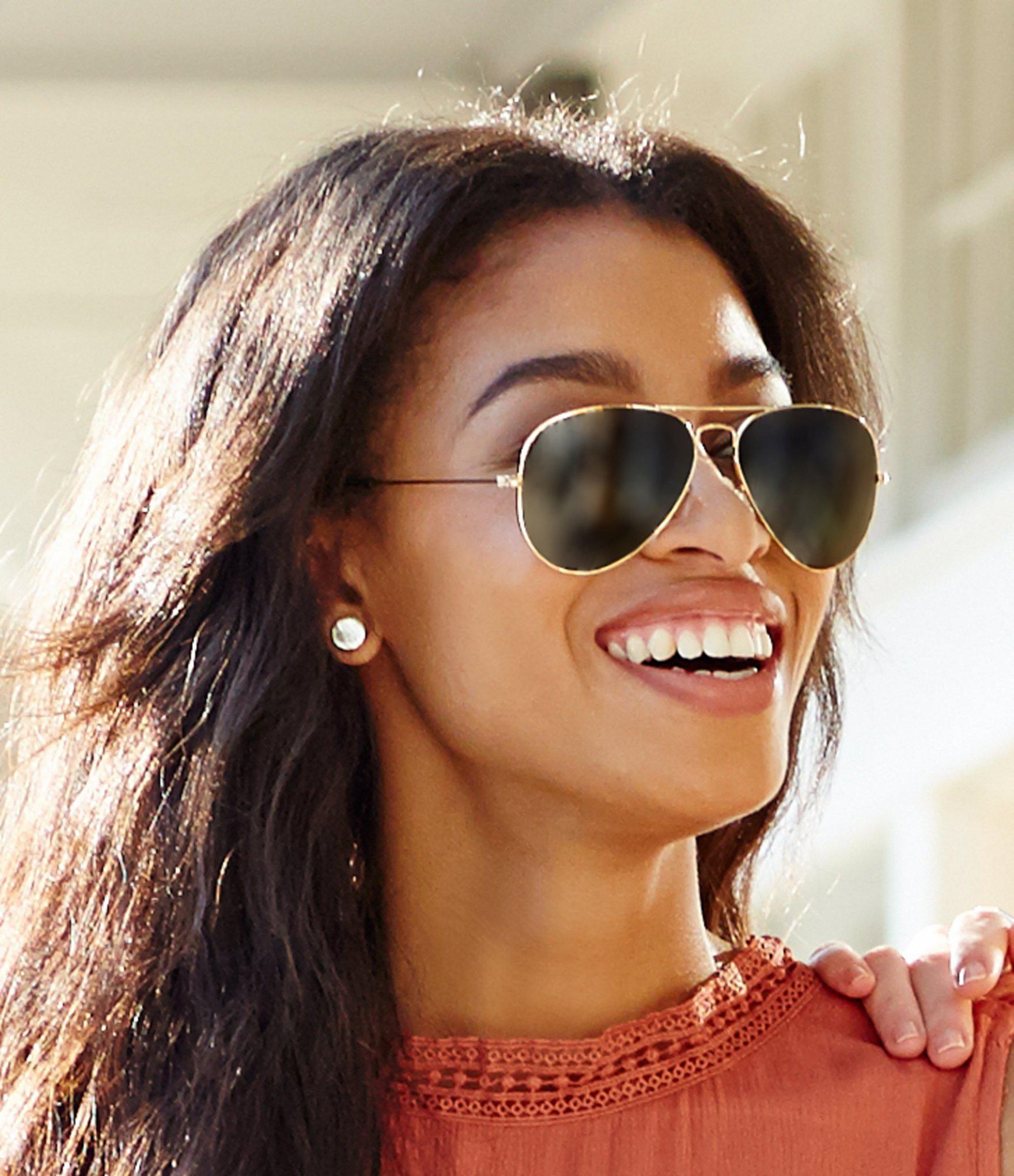 1760x2040 Ray Ban Havana Icon Double Bridge Aviator Sunglasses In Gold