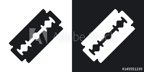 500x250 Vector Razor Blade Icon Two Tone Version On Black And White
