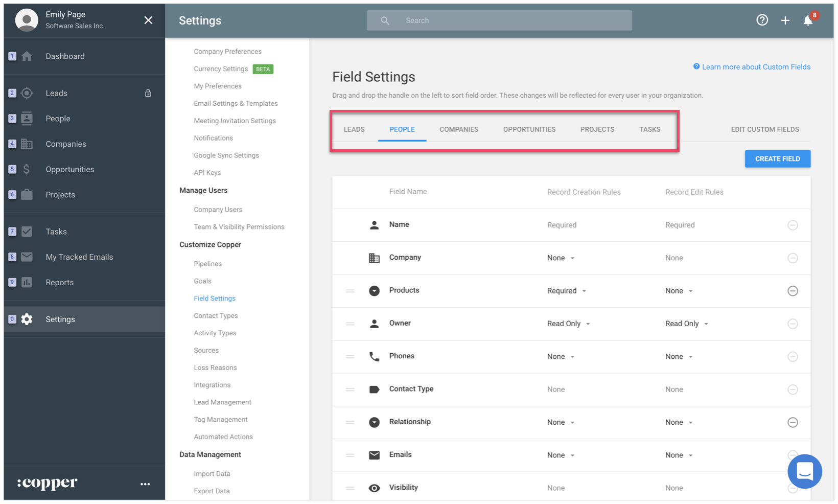 1640x986 Create And Edit Read Only Fields Copper Help Center