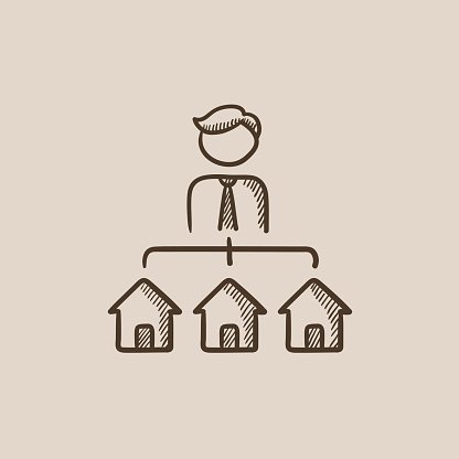 416x416 Real Estate Agent With Three Houses Sketch Icon Premium Clipart