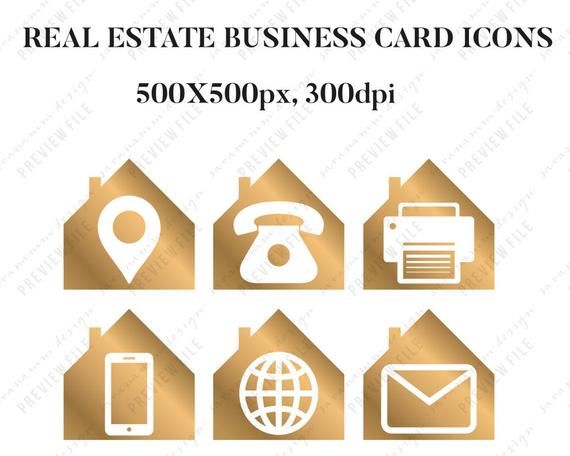 570x456 Real Estate Business Card Icons, Real Estate Marketing, Social