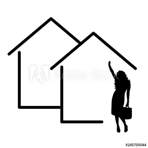 500x500 House Icon With Woman Real Estate Agent
