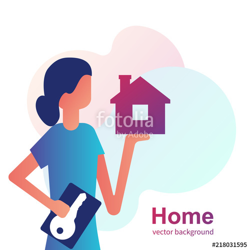 500x500 House Key In Hand Woman Icon Real Estate Agent Holds The Key