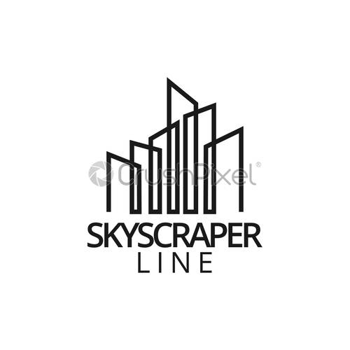 500x500 Real Estate Skyscraper Logo Icon Graphic Design Template, Stock
