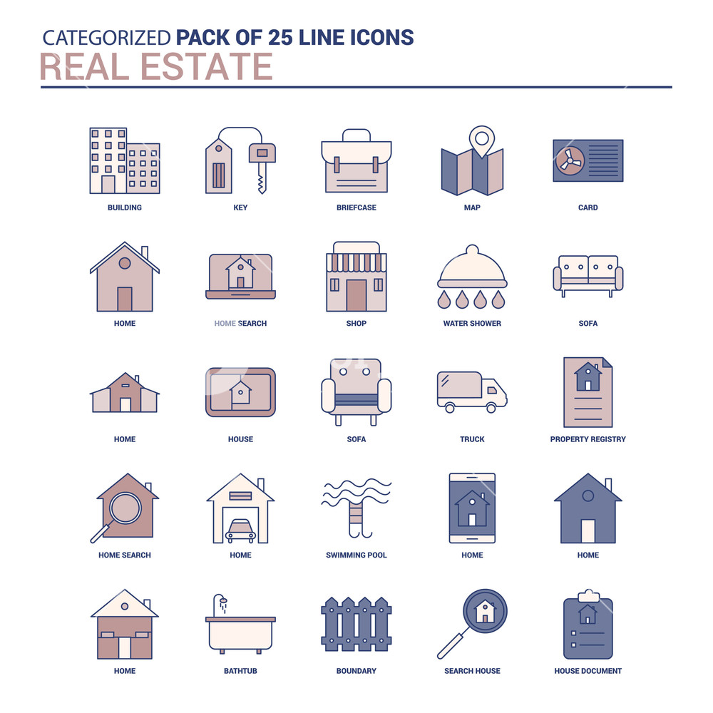 1000x1000 Vintage Real Estate Icon Set