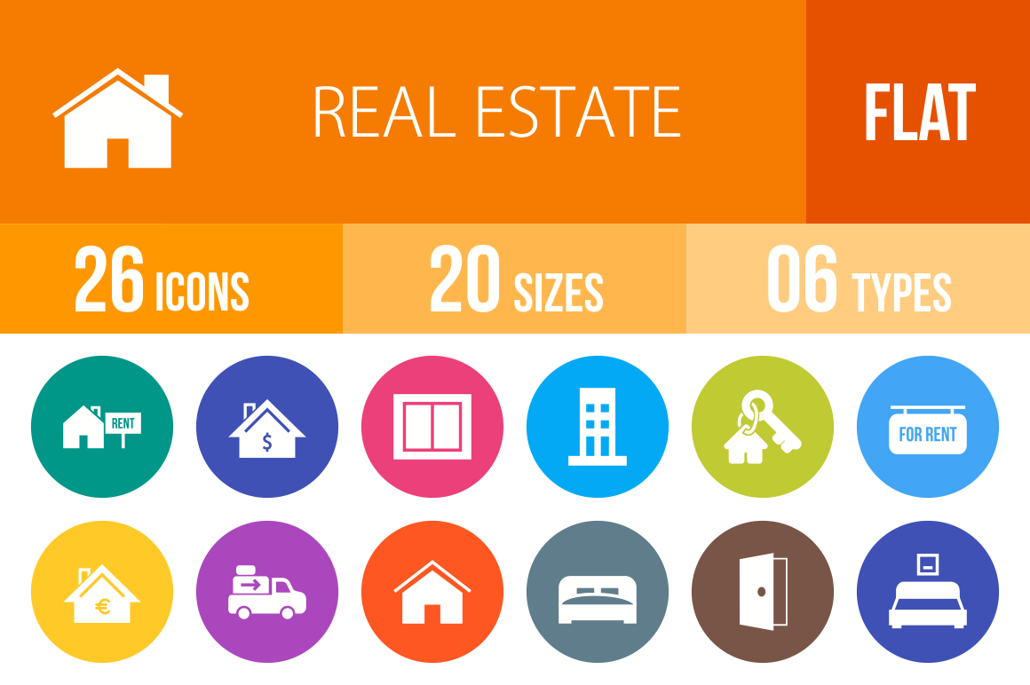 1160x772 Real Estate Flat Round Icons