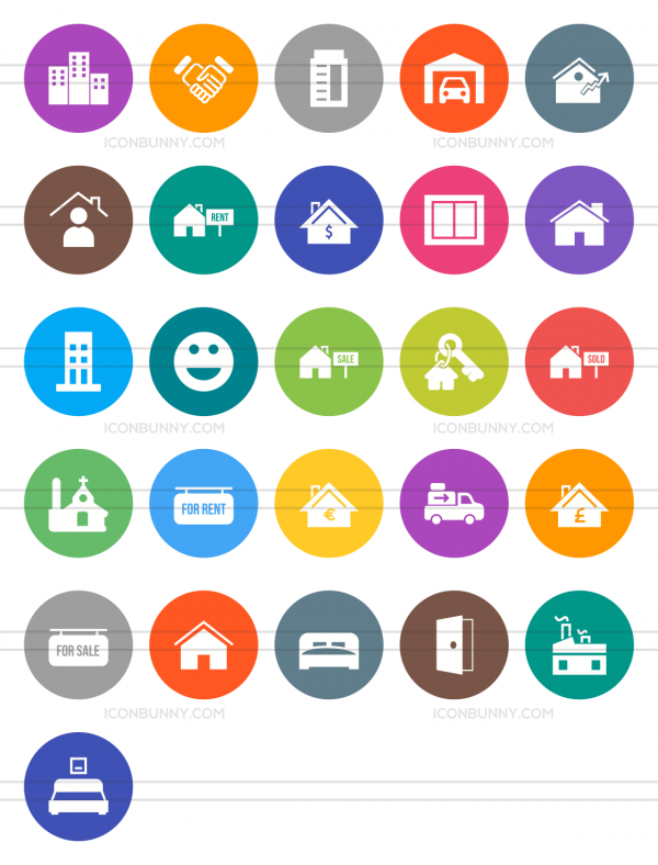 600x788 Real Estate Flat Round Icons