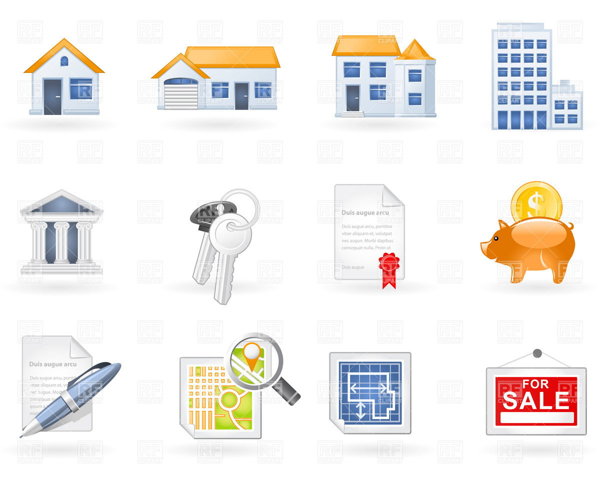 1200x960 Real Estate Icon Set Vector Image Of Architecture, Buildings