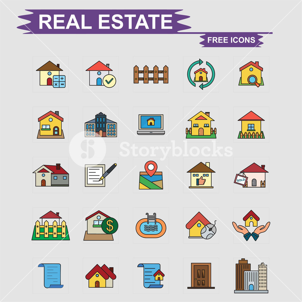 1000x1000 Real Estate Icons Set Vector