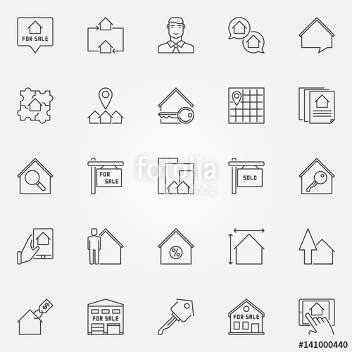 500x500 Real Estate Icons Set Stock Image And Royalty Free Vector