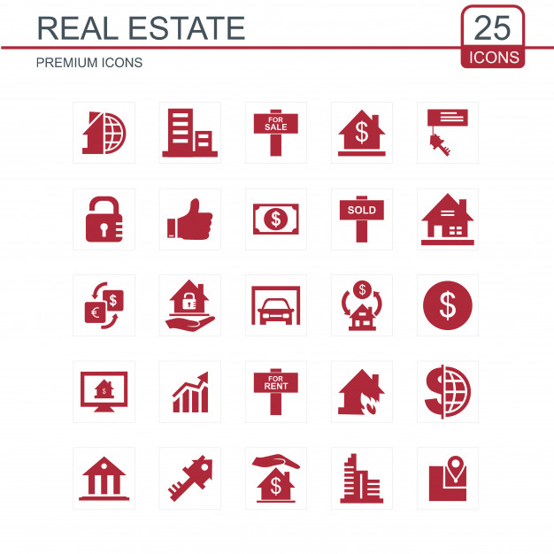 626x626 Real Estate Icons Set Red Vector Premium Download