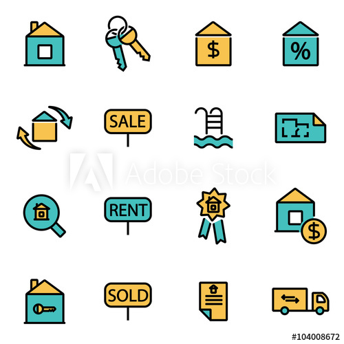500x500 Trendy Flat Line Icon Pack For Designers And Developers Vector
