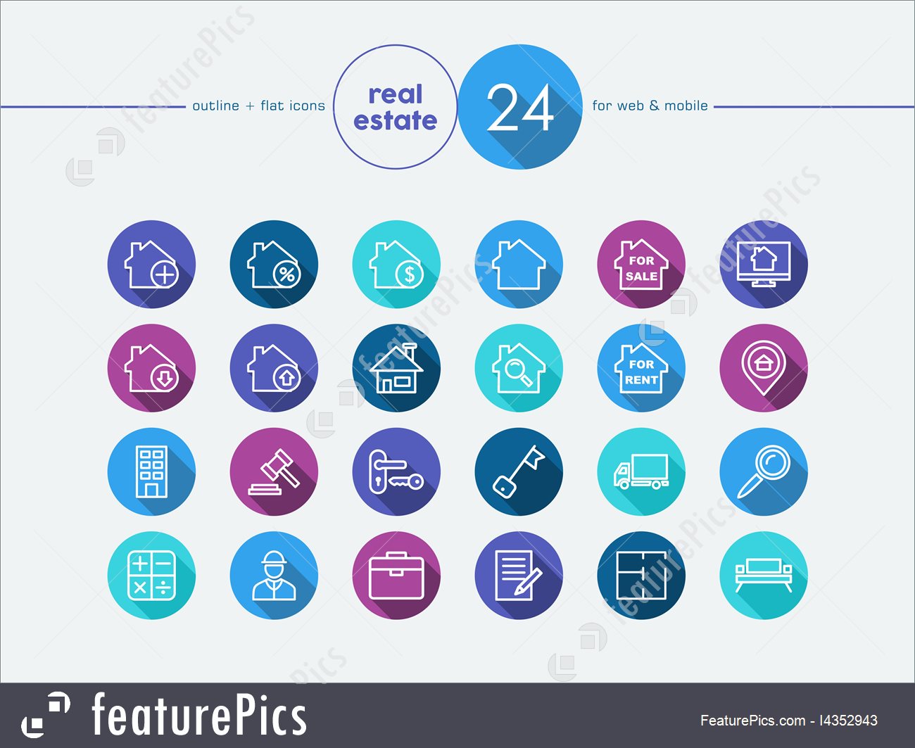 1300x1063 Emblems And Symbols Real Estate Flat Icons Set