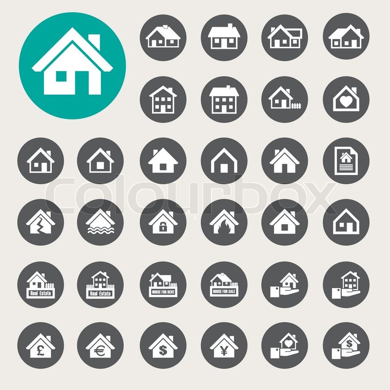 800x800 Houses Icons Set Real Estate Stock Vector Colourbox